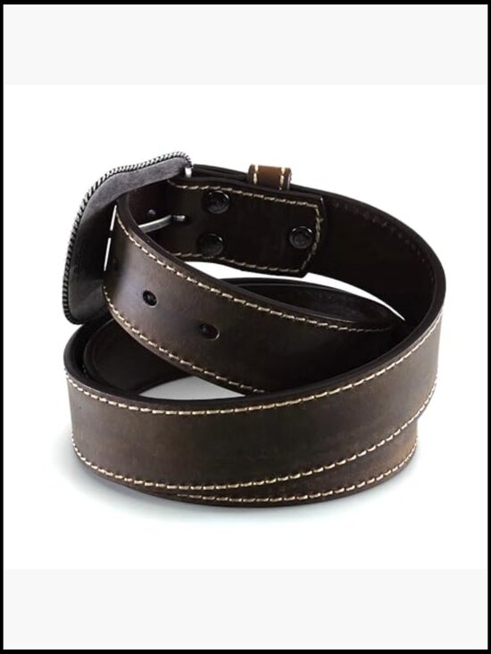 Women\'s Heavy Stitched Accent Belt with Floral Buckle main image 3